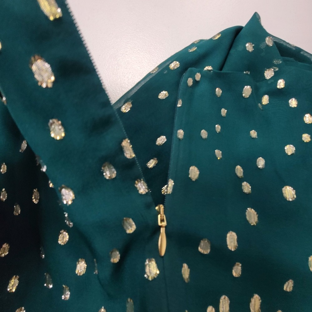 Lilly Pulitzer Womens Cleme Silk Long Sleeve Metallic Circle Dress Size 2 Green - Picture 8 of 10